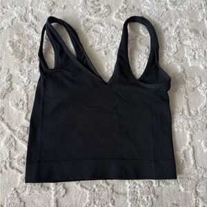 Colsie Black Ribbed V-Neck Tank Bralette